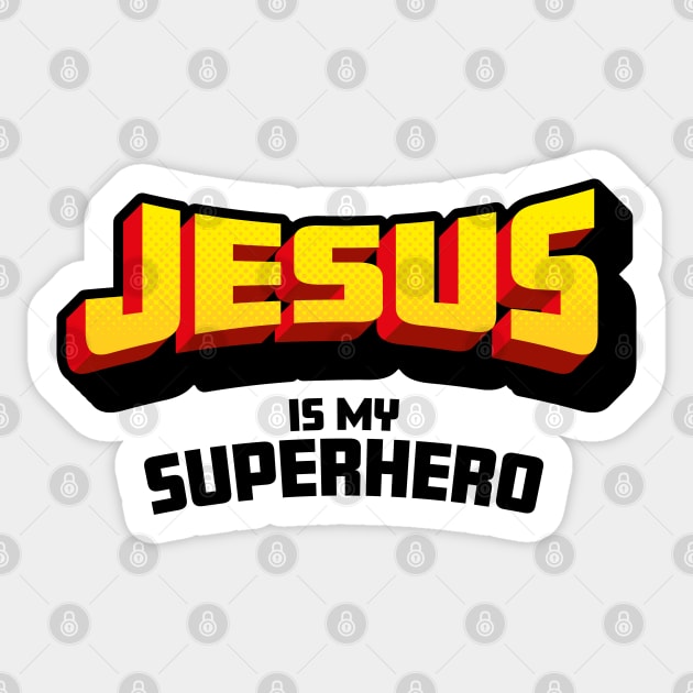 Christian Faith Gift - Jesus is my Superhero - Fun Comic Book Style Sticker by Elsie Bee Designs